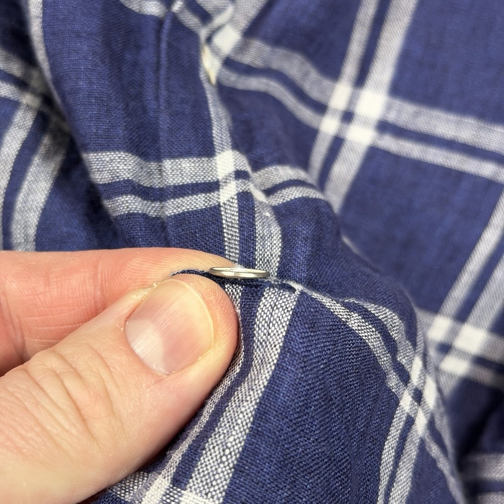 Peter Millar Men's Size XXL‎ Blue Plaid 100% Linen Button Up Long Sleeve Shirt - Picture 4 of 13
